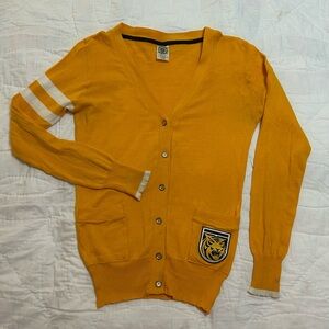Y2K Princeton Varsity Cardigan Sweater Womens L Yellow Nassau Orange Heritage